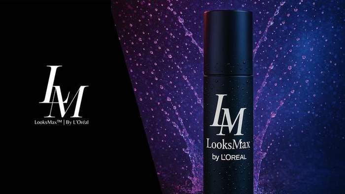 LooksMax product — purple water splash composition